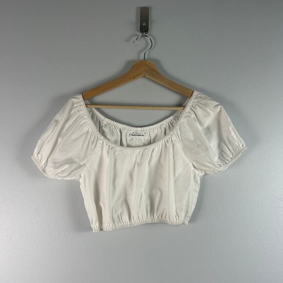 Reformation White Organic Cotton Crop Top - Size 4 / Small - Picture 1 of 4